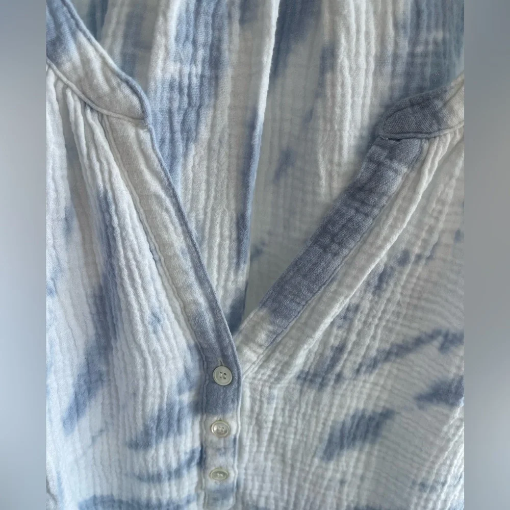 Lucky Brand Blue & White Tie-Dye Short Sleeve Top | Size XL - Picture 5 of 5
